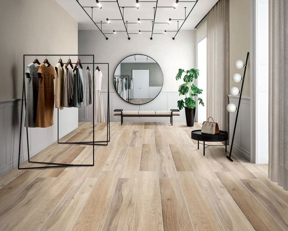 名古屋モザイク工業の新製品「フレンチオーク」床タイル