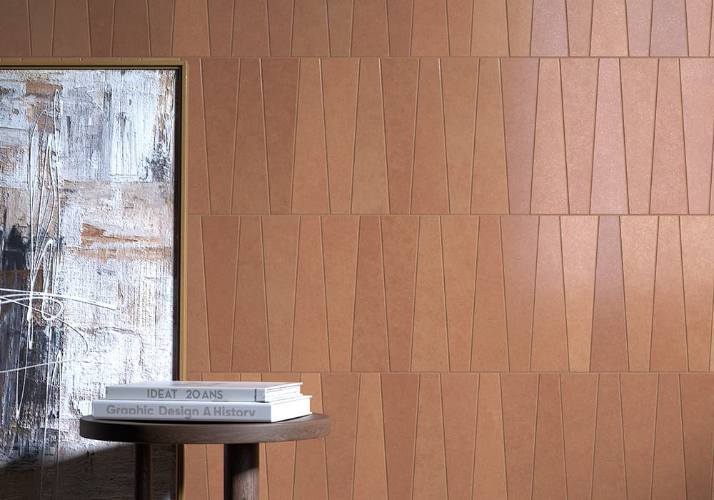 タイルの名古屋モザイク工業（株）新製品「エスマルタード」（デザイン内装タイル）