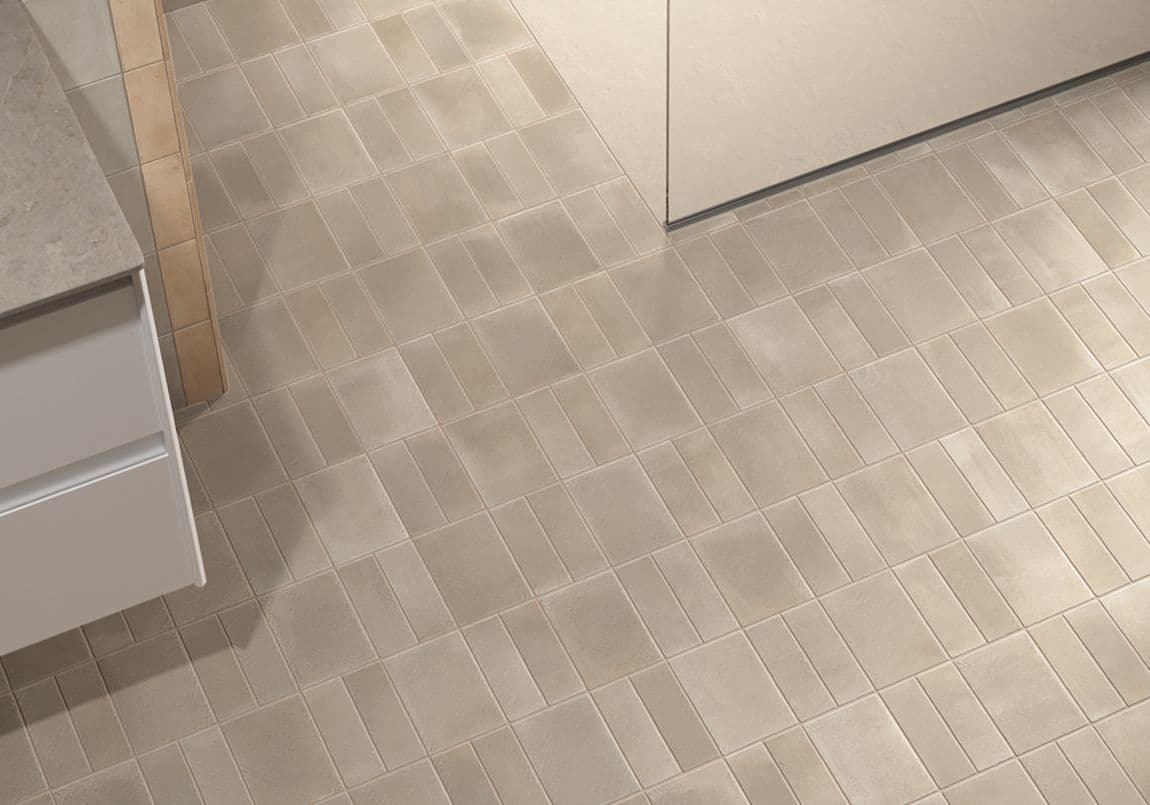 タイルの名古屋モザイク工業（株）新製品「エスマルタード」（デザイン内装タイル）